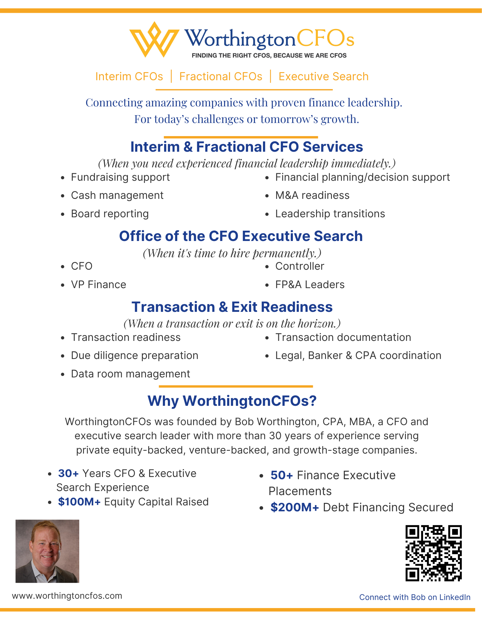 Bob Worthington, CPA, MBA — Founder of WorthingtonCFOs
